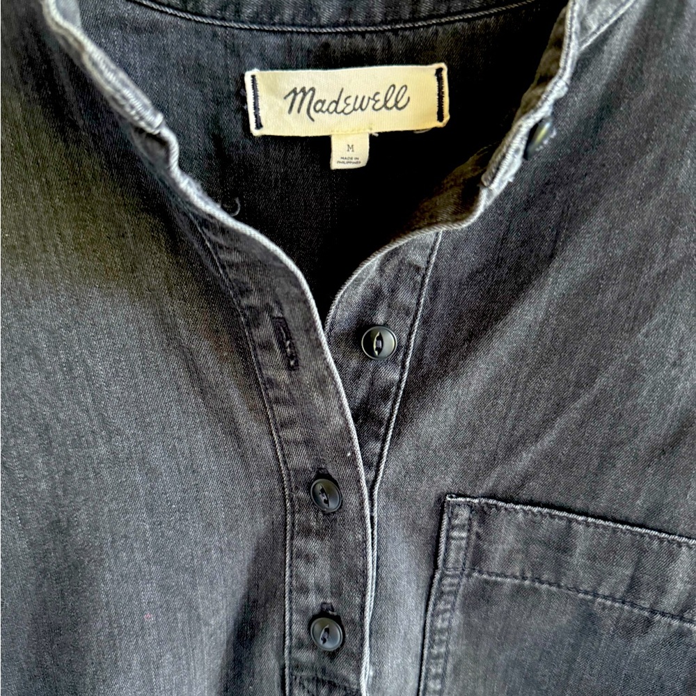 Madewell Black Denim Popover Top